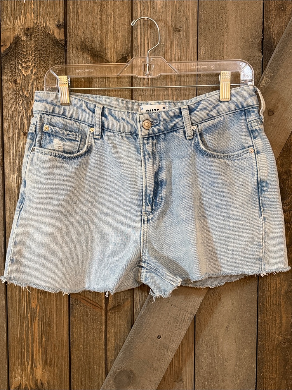 PAIGE Noella Denim Shorts Light Wash 100% Cotton Soft Jean Summer Casual Size 28
